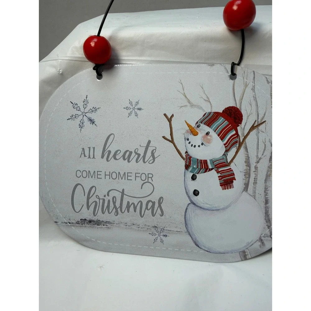 Set of 2 Snowman Christmas metal Wall Hanging Signs Holiday Decor C22244